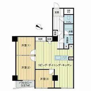 ドミール五番町【11階】の間取り