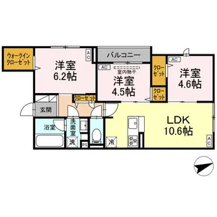 セレスティア一之江【2階】の間取り