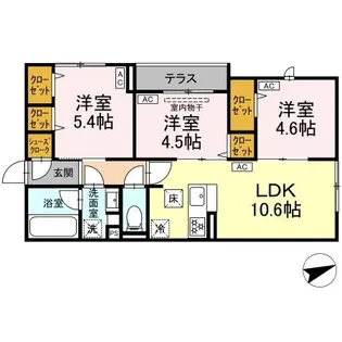 セレスティア一之江【1階】の間取り