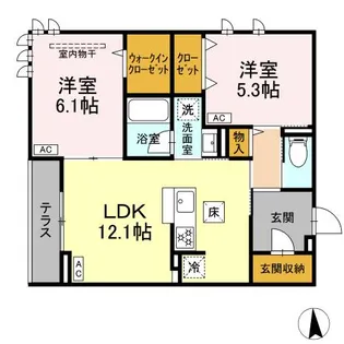 クラルスクア【1階】の間取り