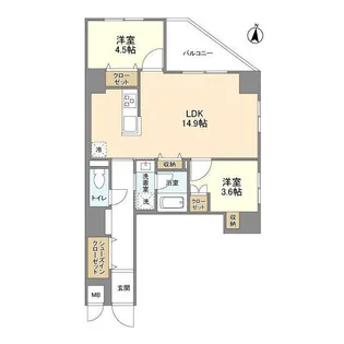 グランカーサ錦糸町Ⅱ【6階】の間取り