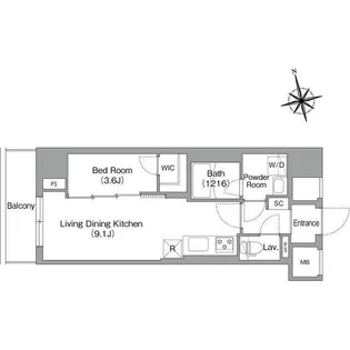 コンフォリア リヴ南砂町EAST【9階】の間取り