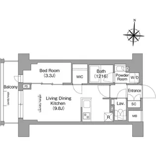 ウエリスアーバン住吉WEST【9階】の間取り