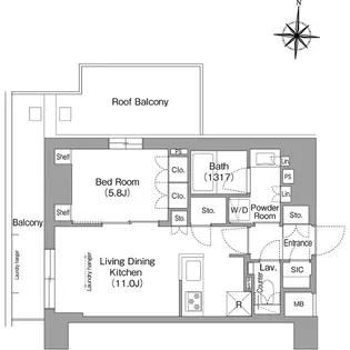 ウエリスアーバン住吉WEST【10階】の間取り