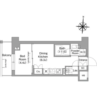 ウエリスアーバン住吉EAST【3階】の間取り