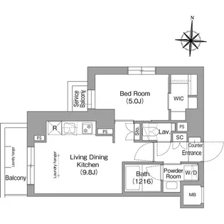 ウエリスアーバン住吉EAST【5階】の間取り