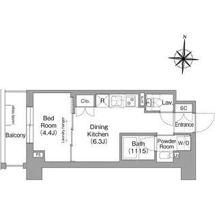 ウエリスアーバン住吉EAST【5階】の間取り