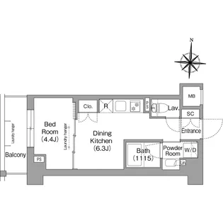 ウエリスアーバン住吉EAST【1階】の間取り