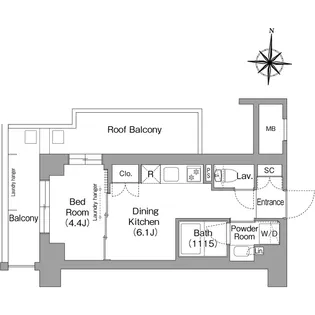 ウエリスアーバン住吉EAST【9階】の間取り
