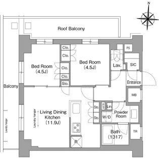 ウエリスアーバン住吉EAST【10階】の間取り
