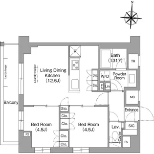 ウエリスアーバン住吉EAST【10階】の間取り