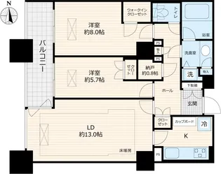 センチュリーパークタワー月島【11階】の間取り
