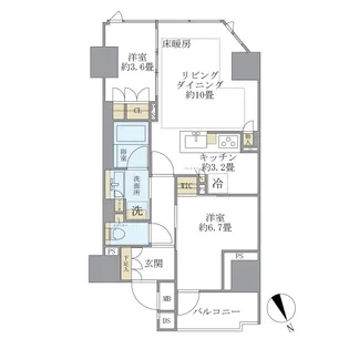 Brillia 上野松が谷 The Residence【7階】の間取り
