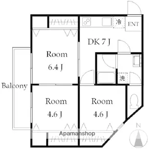 ドエルサンコートⅡ【201.号室】の間取り