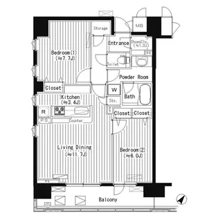 PRIME URBAN 東中野 COURT【5階】の間取り