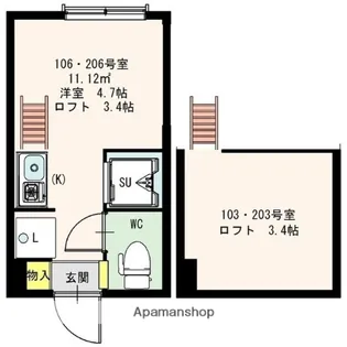 STAGE南阿佐ヶ谷【2階】の間取り