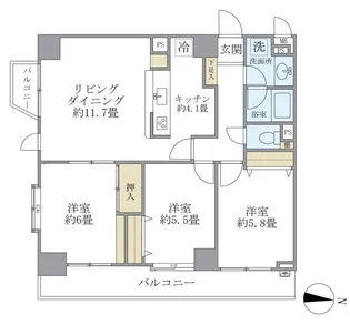 ニューハイツ豊島園【2階】の間取り