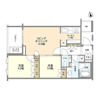 ザ・パークハウス広尾羽澤【2階】の間取り
