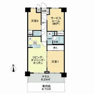ライオンズガーデン千川【1階】の間取り