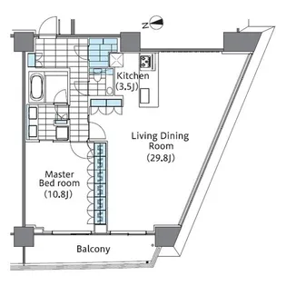 コンフォリア新宿イーストサイドタワー【30階】の間取り