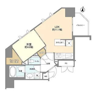 ジオ西新宿ツインレジデンス イースト棟【9階】の間取り