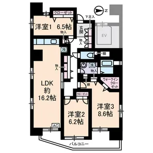 シャンテメゾン田仲【10階】の間取り