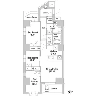 広尾ヴィラスクエア【4階】の間取り