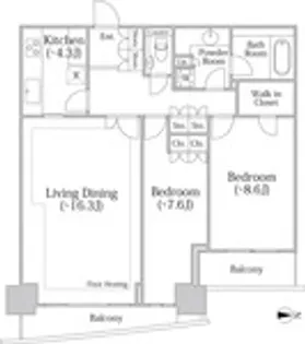 河田町ガーデン クラブフロア【33階】の間取り