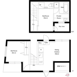 スクエアコート早稲田【1階】の間取り