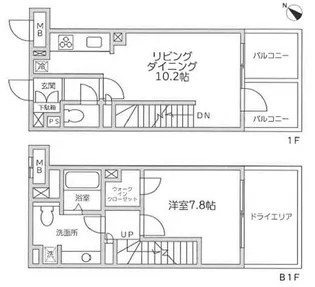 レジディア西新宿Ⅱ【1階】の間取り