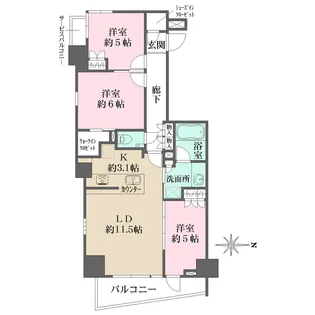 ザ・パークハウス新宿柏木【6階】の間取り