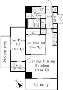 堀之内マンション【4階】の間取り