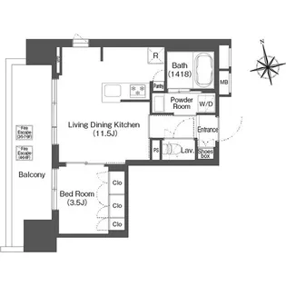 バウスステージ中野【3階】の間取り