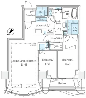 パークコート神宮北参道 ザ タワー【11階】の間取り