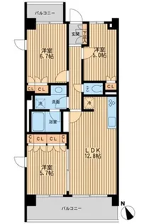 HF若林公園レジデンス【3階】の間取り