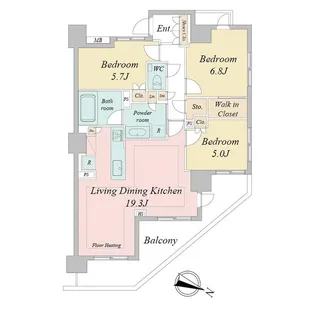 ドゥーエ早稲田【10階】の間取り