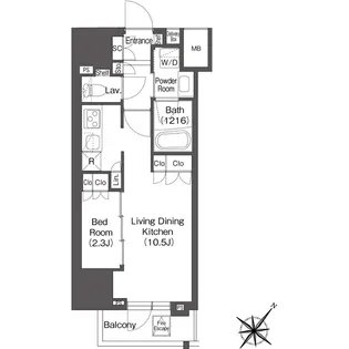 レフィールオーブ代々木【12階】の間取り