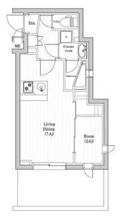 1DKの間取り画像