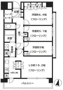 中村橋パークホームズオーチャードコート【8階】の間取り