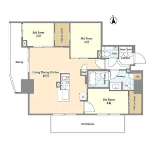 オーキッドレジデンス渋谷富ヶ谷【12階】の間取り
