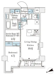 アジールコート山手動坂【7階】の間取り