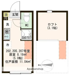 ハーモニーテラス和泉Ⅴ【207号室号室】の間取り