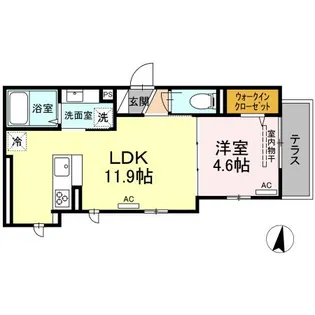 アンジュール高松【1階】の間取り