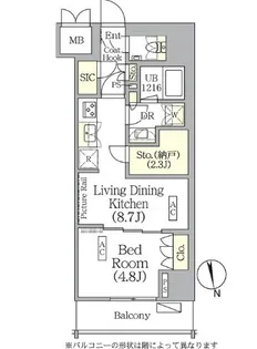 ザ・パークハビオ神楽坂レジデンスSOUTH【3階】の間取り