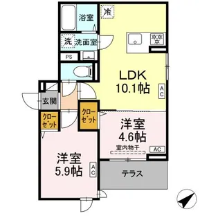 セレスティア弥生町【1階】の間取り
