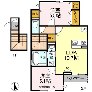 フォトアファール【2階】の間取り