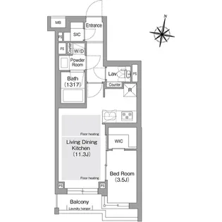 コンフォリア・リヴ東中野【1階】の間取り