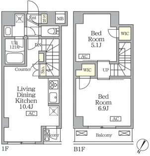 アジールコート三宿テラス【1階】の間取り
