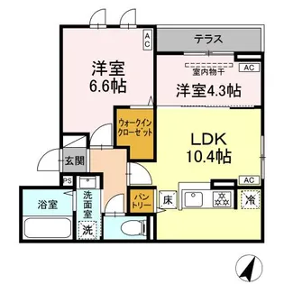 セレスティア坂下【1階】の間取り