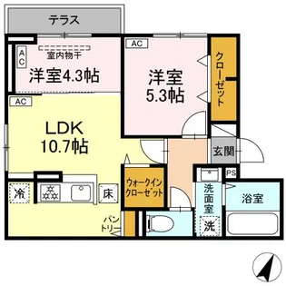 セレスティア坂下【1階】の間取り